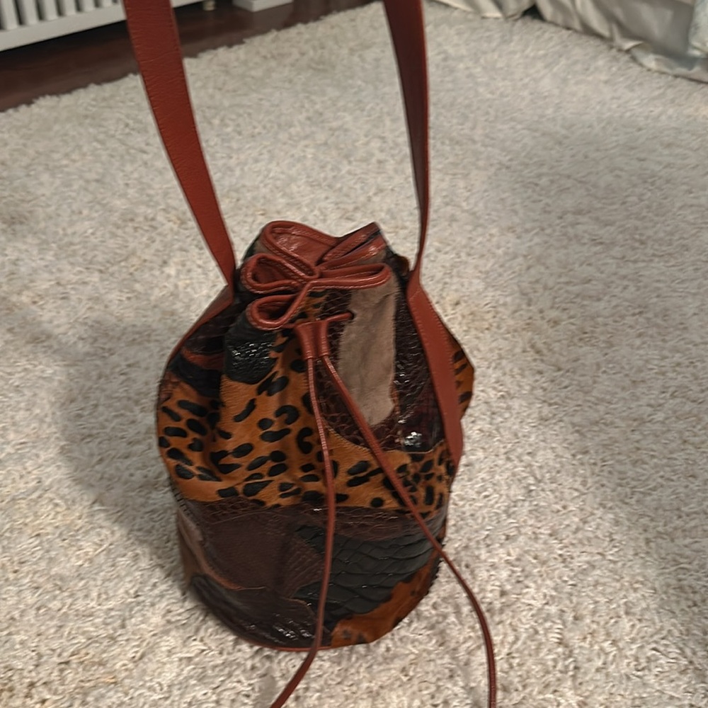 Vintage NWOT Carlos Falchi Patchwork Leather Long Shoulder bag - Picture 9 of 10